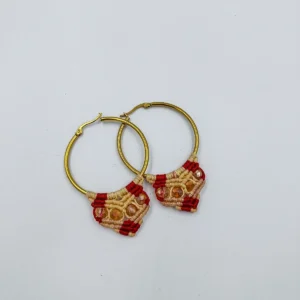 Macrame Earrings Red-Gold