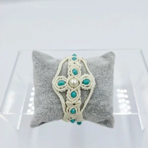 Macrame Crystal Bracelet White Cross
